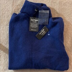 Lord & Taylor Cashmere Blue Turtleneck Sweater